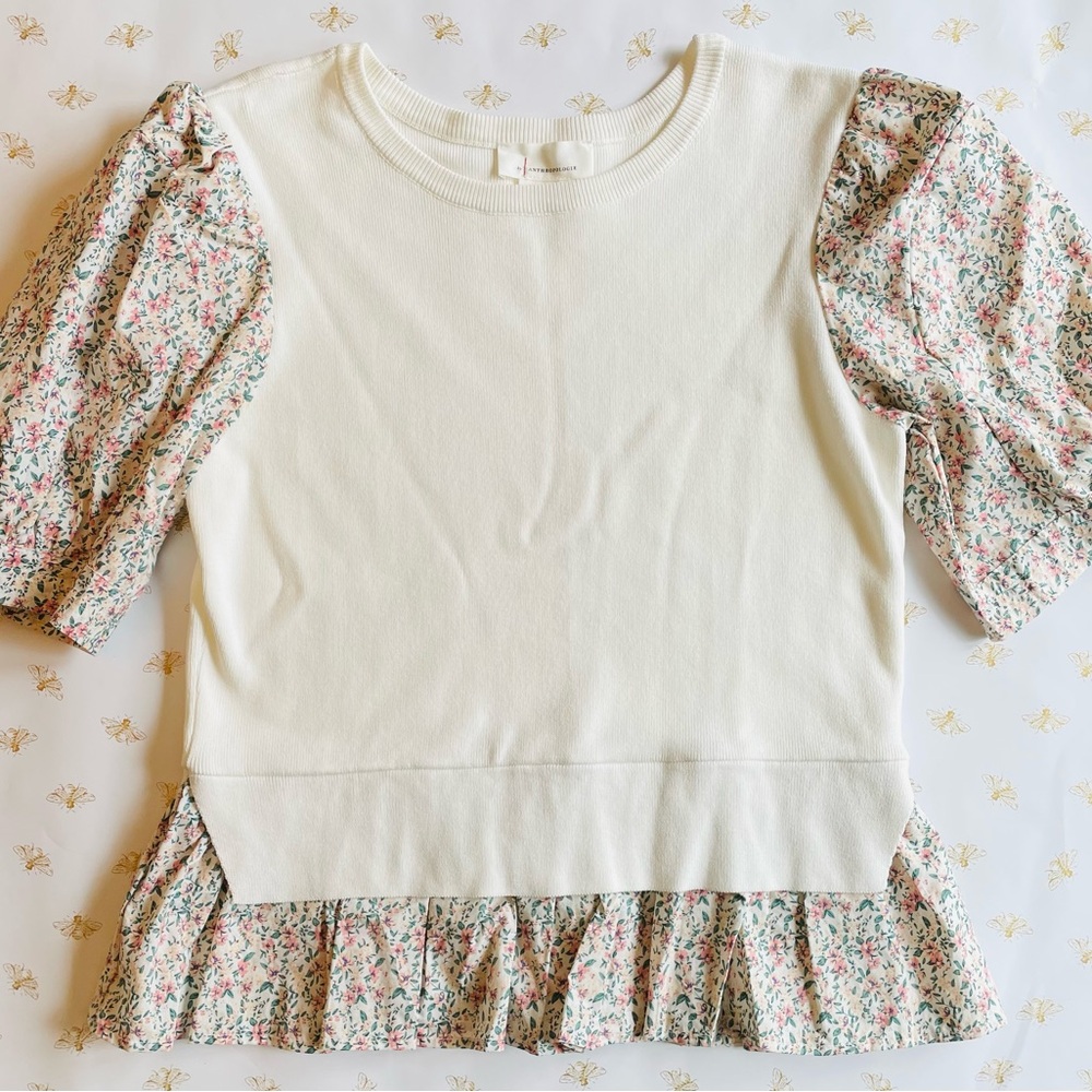Anthropologie Knit & Floral Top